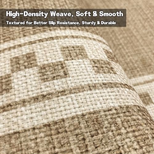 Faux Linen Washable Runner Rug Absorbent Surface 2x6 Warm Brown - Image 4