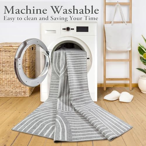 Lahome Area Rugs 5x7, Soft Washable Grey and White Rugs for Living Room - Image 3