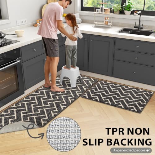 hicorfe Kitchen Runner Rug,20"x59"+20"x32" Kitchen Set,Non-Slip Kitchen Mat - Image 4