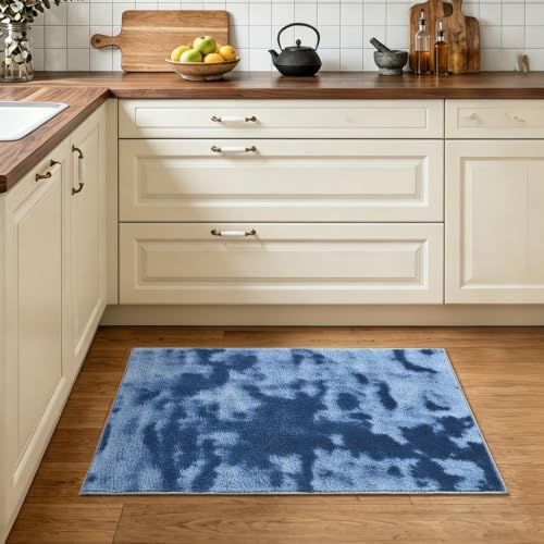 2x3 Tie-dye Dark Teal Area Rug Washable Non-Slip for Entryway Front Door - Image 2
