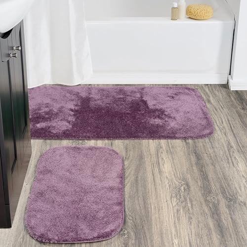 Garland Rug Traditional Nylon Washable Purple 2 Bath Rugs (21" X 34", 22" X 60") - Soft, Absorbent, and Stylish for Your Bathroom - Image 2
