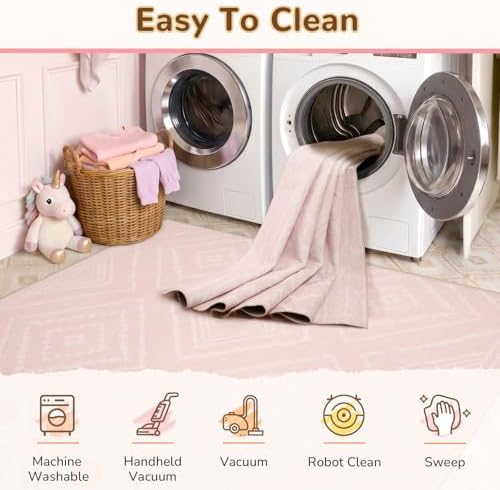 BESTSWEETIE 5'x7' Washable Area Rug for Living Room Bedroom Lightpink - Image 3