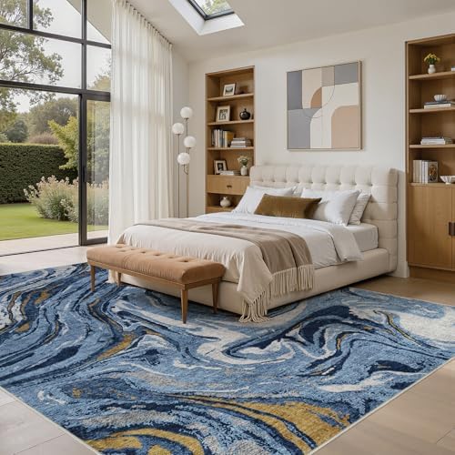 DMOYEST 9x12 Washable Area Rug Abstract Modern Non-Slip Indoor Carpet - Image 4