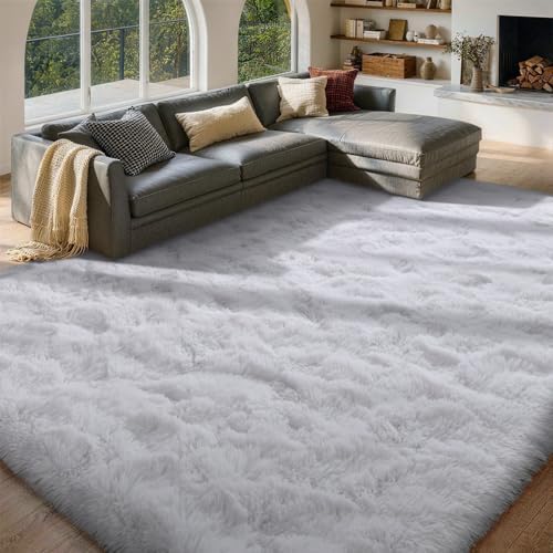 FinRèc Home 6x9 Non-Slip Fluffy Area Rugs for Living Room (White) by FinRe%CC%80cHome