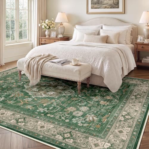 SameBed 6x9 Area Rug Living Room, Vintage Washable Carpet Green - Image 3