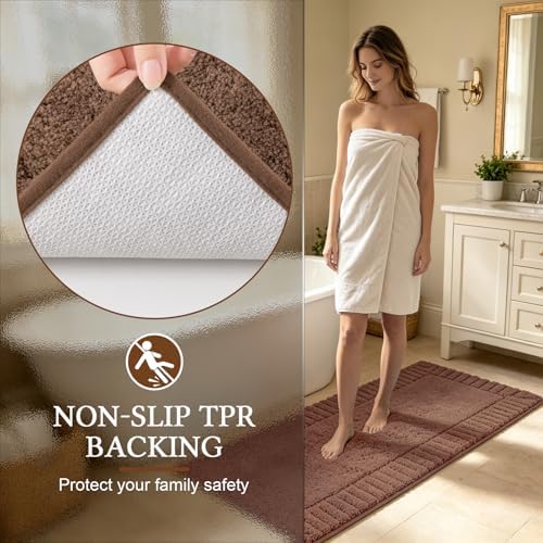 Pauwer Bathroom Rugs Sets 3 Piece, Microfiber Bath Mat Set, Dark Brown - Image 5