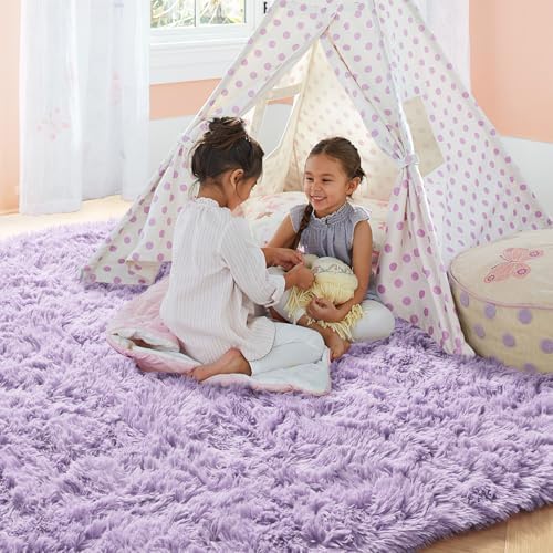 Fluffy Purple Rug 4x6 Ft,Shaggy Furry Rugs for Bedroom Princess Living Room - Image 6