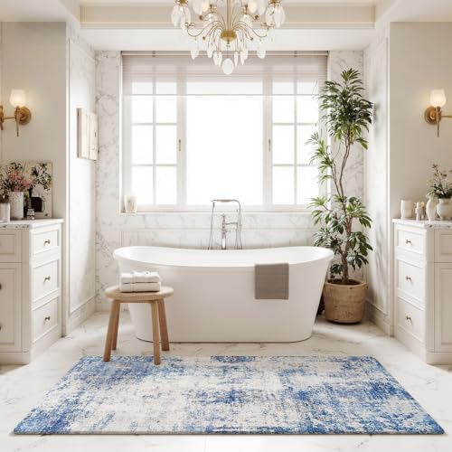 9x12 Blue Gray Washable Area Rug for Living Room, Vintage Print - Image 7