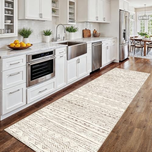 2x8 Runner Rug Washable Moroccan: Non Slip Kitchen Long Floor Mat Beige by Ksrau