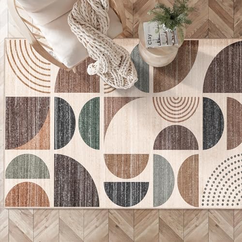 MUJOO 3x5 Rug Washable,Boho Area Rugs Small Non Slip Modern Abstract - Image 3