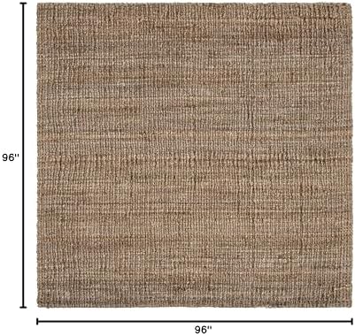 SAFAVIEH Natural Fiber Square Rug 8', Jute Knotted Natural & Grey NF447M - Image 2