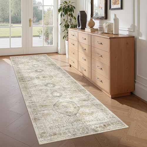Washable Runner Rugs for Bedroom - 2x6 Runner Rug Non Slip, Ultra-Thin Entryway Runner, Soft Abstract Kitchen Runner for Hallway, Laundry, Bathroom, Indoor Door Mat(2'x6', Grey/Yellow) by Restydon
