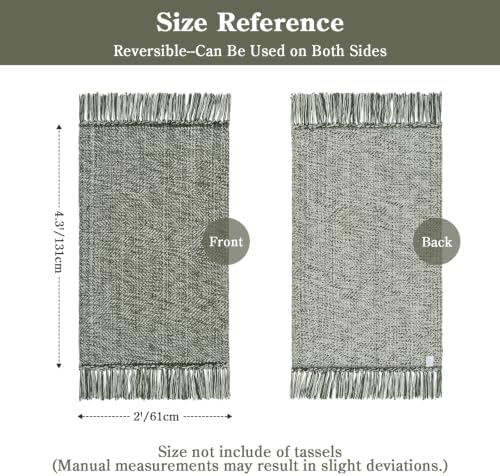 Collive Boho Sage Green Kitchen Runner Rug, 2' x 4.3' Washable Bathroom Rug - Image 2