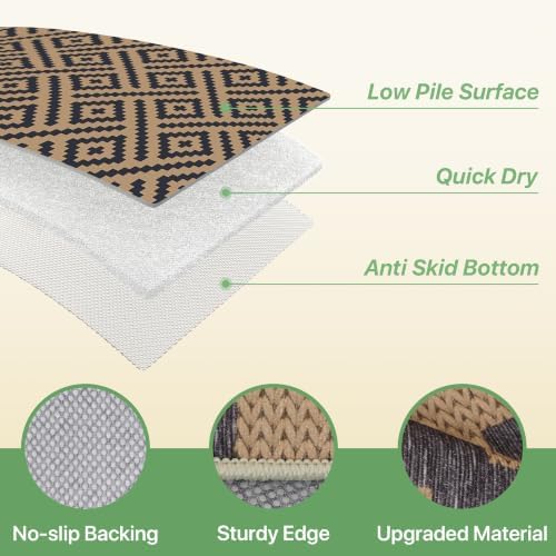 GENIMO Outdoor Rug, Waterproof Plastic Rugs for Patio, 6'x9' Black Cocoa - Image 6