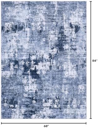 DMOYEST Area Rug Living Room Rugs - 5x7 Washable Large Soft Indoor Neutral Modern Abstract Low Pile Rug Carpet for Bedroom Dining Room Farmhouse Home Office - Navy Blue - Image 2