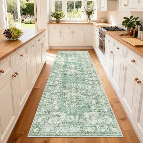 GarveeHome 2x10 Vintage Runner Rug for Kitchen Botanical Throw Floor Cover by GarveeHome