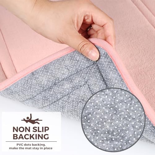 Pink Bathroom Rugs Memory Foam Bath Mat Runner Rug Set of 2 - Image 4