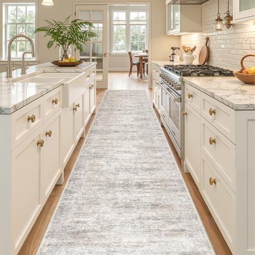 2x12 Runner Rug Non Slip,Washable Hallway Runner Rug,Taupe by Restydon