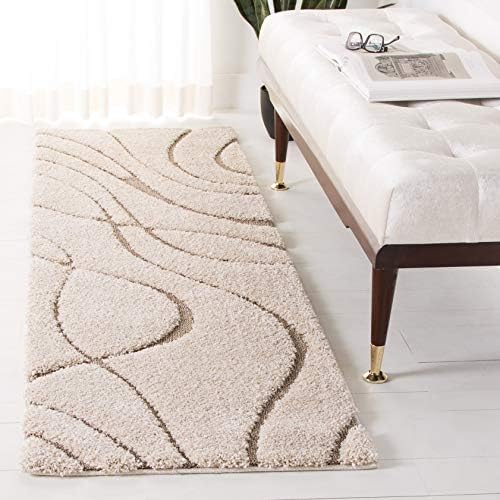 SAFAVIEH Florida Shag Runner Rug 2'3"x7', Soft Cream & Beige SG471-1113 by Unknown