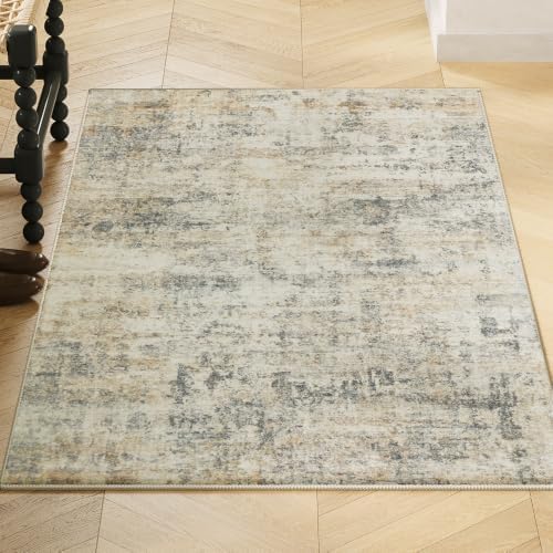 2'x3' Vintage Grey Beige Rug, Washable Non-Slip Non-Shed Decor Carpet - Image 5