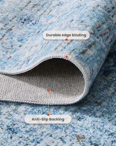 5x7 Area Rug Living Room, Modern Washable Indoor Carpet Light Blue - Image 5