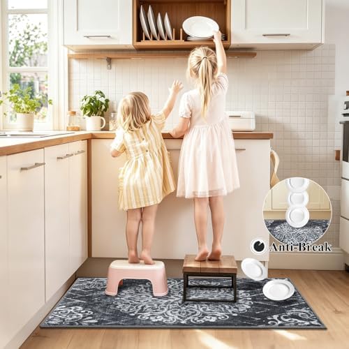 HEBE Boho Kitchen Rugs Set of 3, Non Slip Washable Kitchen Mats for Floor - Image 6
