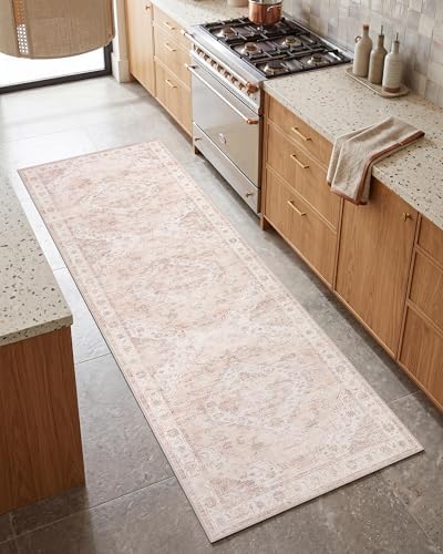 Garvee Pink Boho Washable 2x6 Runner Rug for Kitchen Hallways Entryway - Image 3