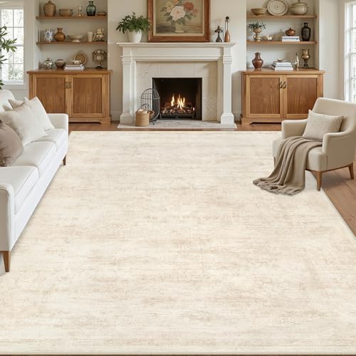 8x10 Area Rugs Living Room: Bedroom Washable Carpet Retro Beige by Luxturiy