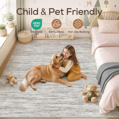 Nakagishi Boho 6x9 Area Rug Living Room Rugs Machine Washable Grey - Image 4