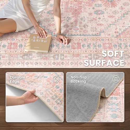 zesthome Pink Rugs for Bedroom-3x5 Rug for Entryway,Girls Room - Image 6
