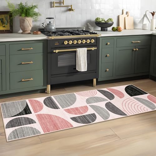 MUJOO Pink Runner Rug Washable,Boho 2x6 Area Rugs Non Slip Modern Abstract - Image 4