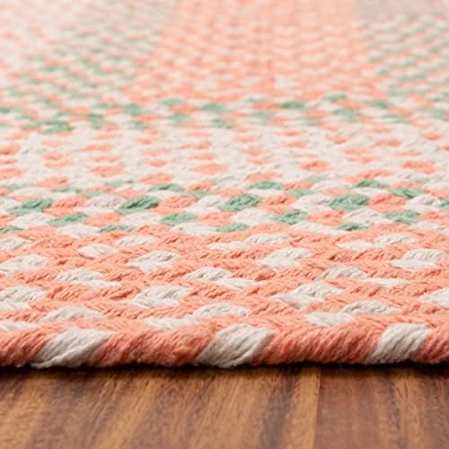 Super Area Rugs 2X6ft Farmhouse Braided Rug Runner - Natural Soft Cotton Carpet for Hallway, Entryway, Kitchen Sink - Primitive Country Woven Rug - Coral/Green/Ivory - Image 6