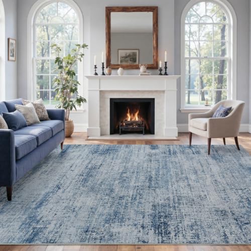 5x7 Ft Abstract Washable Area Rugs for Living Room Blue - Image 2