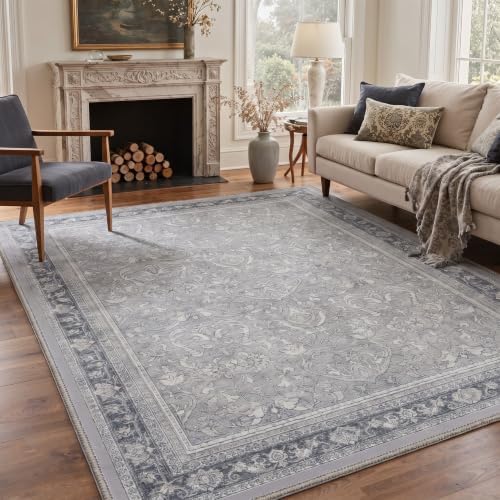 Bavni 2X5 Washable Hallway Runner Rug, Boho VintageDamask Non Slip - Image 4