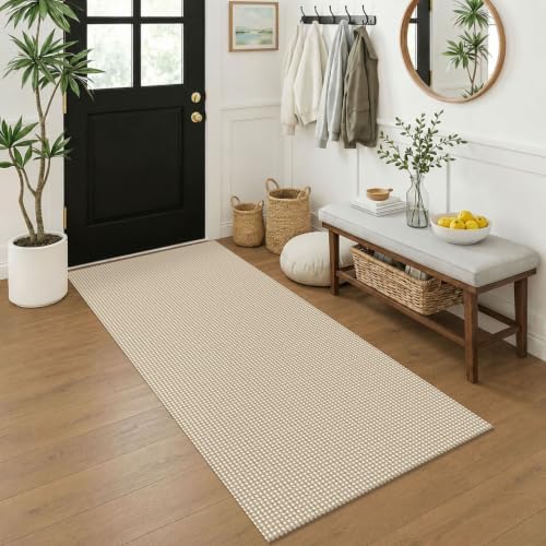 KOZYFLY 3x6 Washable Runner Rug, Non Slip Wide Runners for Hallway, Woven Large Entryway Runners, Braided Floor Carpet Runner for Entry, Kitchen, Bedside, Hall, Oatmeal Beige by KOZYFLY