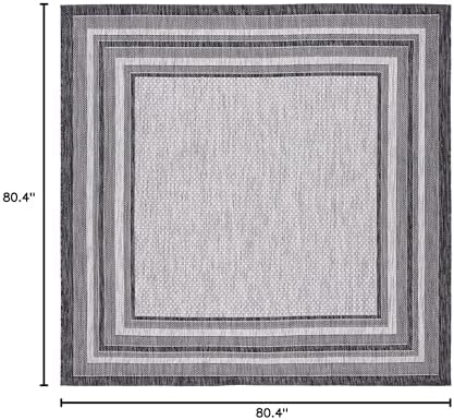 SAFAVIEH Courtyard Outdoor Square Rug 6'7", Light Grey & Black CY8475-37612 - Image 2