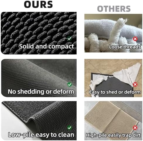 TYUU Black Bathroom Rugs Non Slip Washable, Super Absorbent Thin Bath Mat Quick Dry Low Pile Bathroom Rug, Black 20''x30'' - Image 6