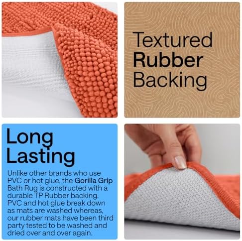 GORILLA GRIP Bathroom Area Rug Sets 2 Piece, Soft Chenille, 30x20 Coral - Image 4
