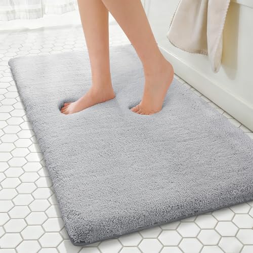 MINIDEAR Bathroom Rugs 60x20 Light Gray - Thick Memory Foam Bath Mat, Ultra Soft & Plush Fluffy, Non-Slip, Quick Dry, Absorbent Washable Floor Microfiber Mat for Tub, Home Decor Accessories by MINIDEAR