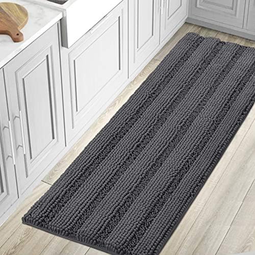 H.VERSAILTEX Bathroom Rugs Bath Mat Runner Rug Non Slip Kitchen Rug Extra Long Bath Rug Runners Oversized 59" x 20" Absorbent Washable Dry Fast Plush Area Rug for Bathroom/Bedroom - Grey by HVERSAILTEX