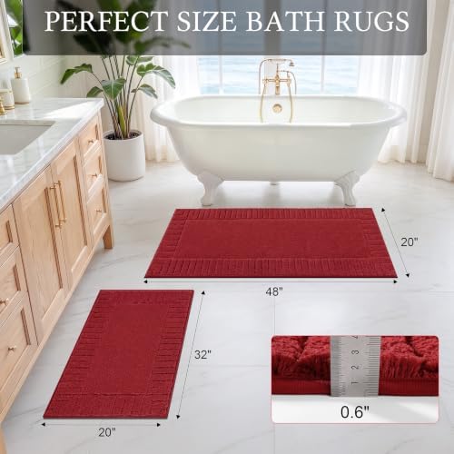 Pauwer Bathroom Rugs Set 2 Piece, Microfiber Bath Mat Set, Red - Image 2