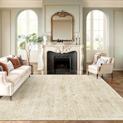 Soalmost Washable Area Rug 10x14 Large Soft Living Room Rugs Beige/Ivory - Image 2