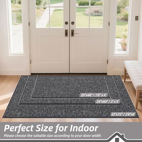 BEQHAUSE Dirt Trapper Door Mat 32"x72", Non-Slip Washable Doormat, Charcoal - Image 2