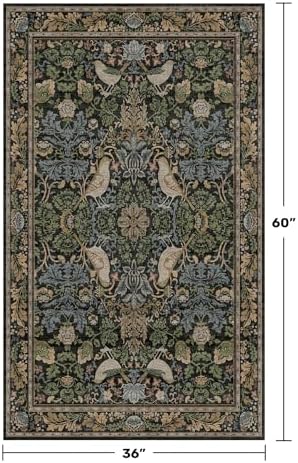Large Entryway Rugs Indoor - 3x5 Washable Rugs for Kitchen Bedroom Beside Bed Door Mat Indoor Entrance with Moody Woodland Flowers, Non Slip Stain Resistant Low Pile - Image 2
