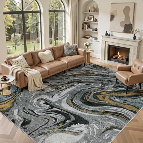DMOYEST 10x12 Washable Area Rug Abstract Modern Non-Slip Indoor Carpet by DMOYEST