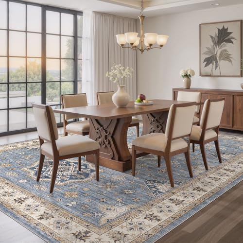 EIEIHOUSE 8x10 Area Rug Washable Vintage Rugs for Living Room Blue - Image 4