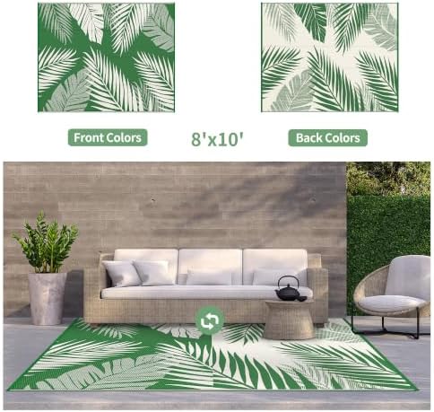 GENIMO Outdoor Rug, Waterproof Plastic Rugs for Patio, 8'x10' Dark Green - Image 2