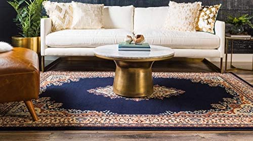 Unique Loom Reza Collection Traditional Persian Style Area Rug, 6 x 9 ft, Navy Blue/Ivory - Image 2
