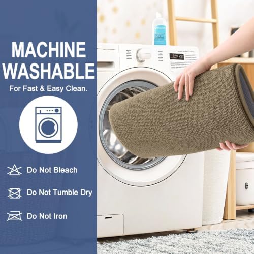 OLANLY Memory Foam Bathroom Runner Rug 59x20, Absorbent Long Bath Mat, Tan - Image 6