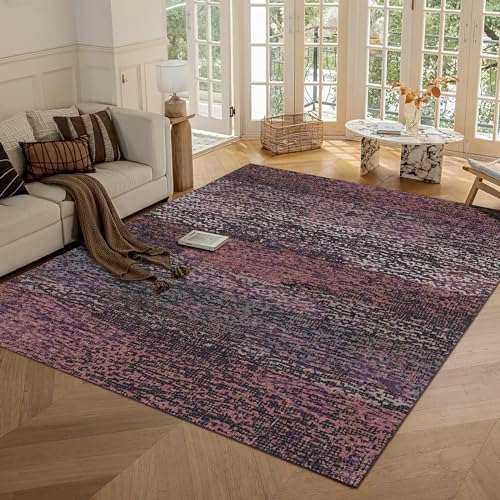 RUGSURE Washable Area Rug - 1/6 Thick - Stain & Water Resistant Non-Slip - Resistant Rug for Living Room, Bedroom, Nursery, Pet & Child Friendly, Vintage Charm Area Rugs (Burgundy, 6' x 9') by RUGSURE